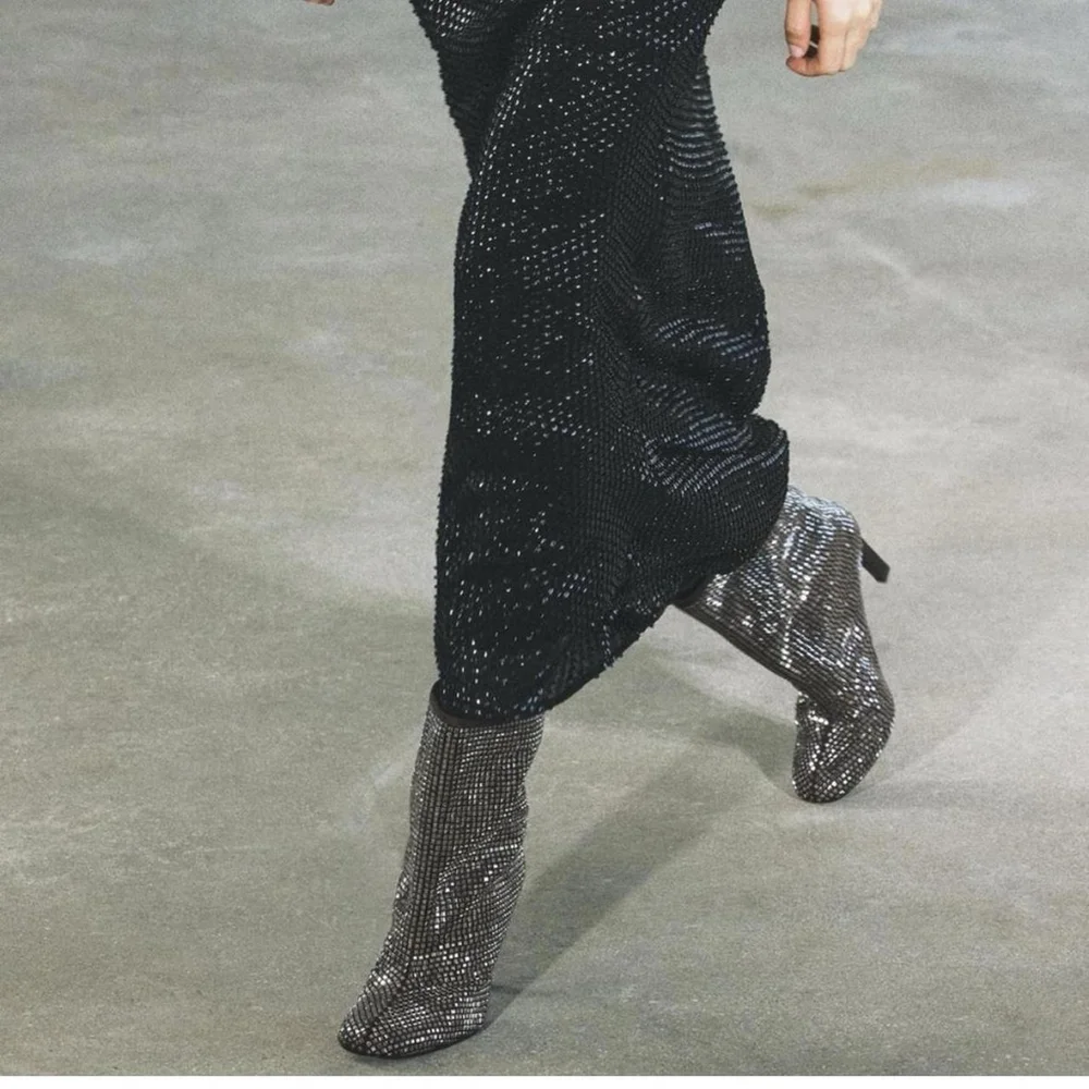 ZARA ZARA RHINESTONE HEELED ANKLE BOOTS - SIZE 8 or 38 - Picture 5 of 8